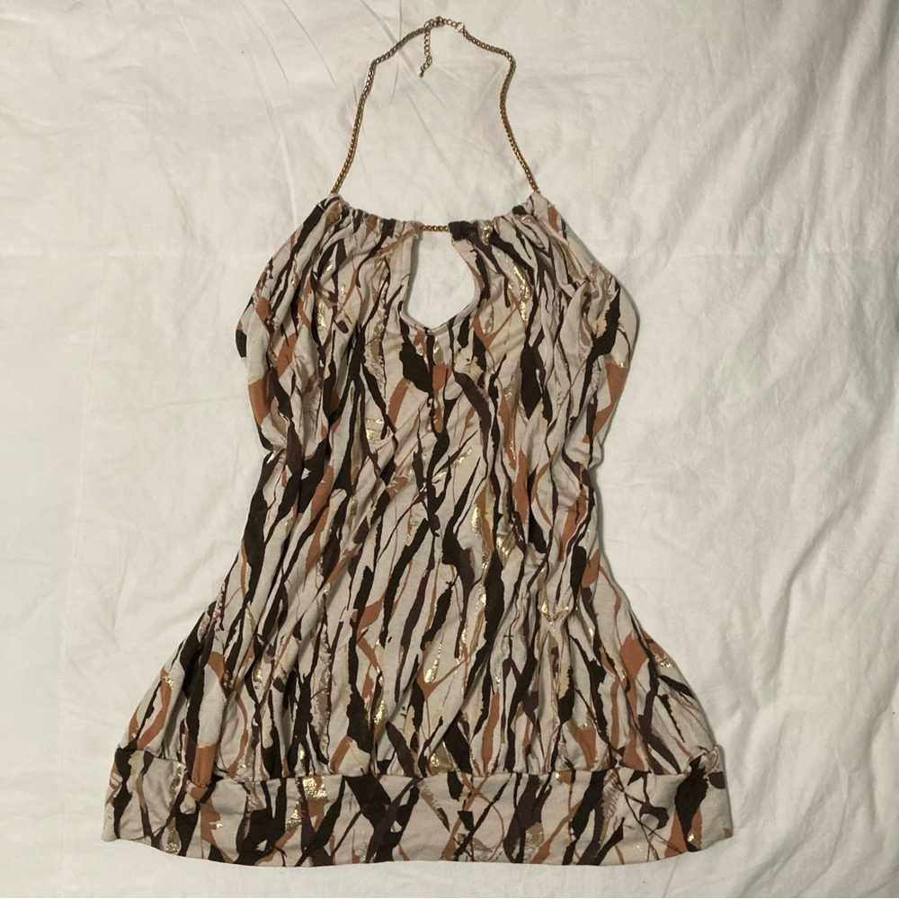 Express Brown and Cream Patterned Camisole